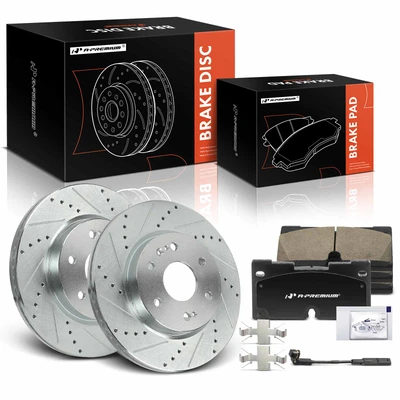 6 Pcs Front Drilled Brake Rotors & Ceramic Brake Pads