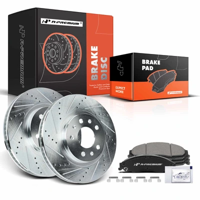 Front Drilled Rotors & Ceramic Brake Pads