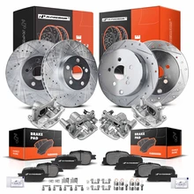 16 Pcs Front & Rear Drilled Brake Rotors & Pads + Brake Calipers