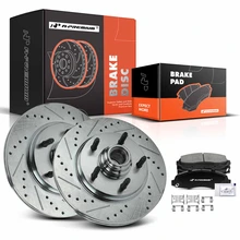 2002 Lincoln Blackwood Drilled & Slotted Disc Brake Rotors and Ceramic Pads Kit, 6 Pcs, Front Driver & Passenger, A-Premium, APBRPS1051