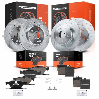 Front & Rear Drilled Rotors & Ceramic Brake Pads