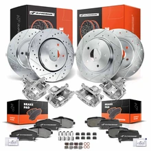 16 Pcs Front & Rear Drilled Brake Rotors & Pads + Brake Calipers