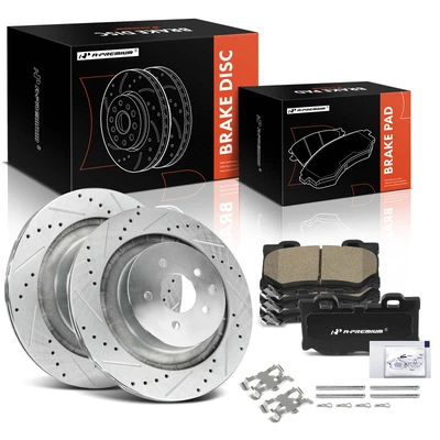 6 Pcs Rear Drilled Brake Rotors & Ceramic Brake Pads