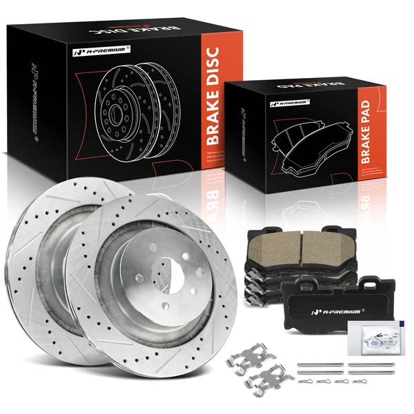2014-2015 INFINITI Q60 Brake Pad and Rotor Kit, 6 Pcs, Rear Driver & Passenger, A-Premium, APBRPS1511