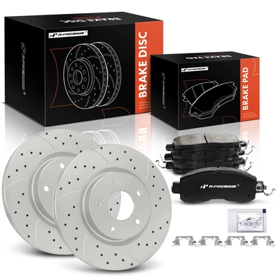 6 Pcs Front Drilled Brake Rotors & Ceramic Brake Pads