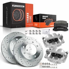 8 Pcs Front Drilled Brake Rotors & Pads + Brake Calipers