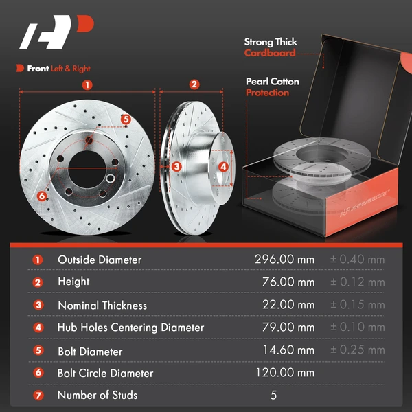 Drilled & Slotted Disc Brake Rotors and Ceramic Pads Kit, 12 Pcs, Front & Rear, A-Premium, APBRPS383