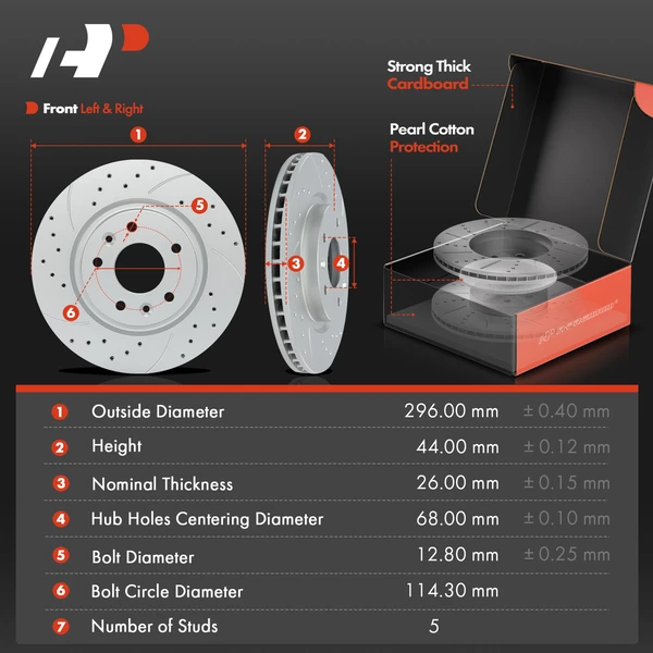 Drilled & Slotted Disc Brake Rotors and Ceramic Pads Kit, 6 Pcs, Front Driver & Passenger, A-Premium, APBRPS1516