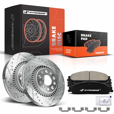 Front Drilled Rotors & Ceramic Brake Pads
