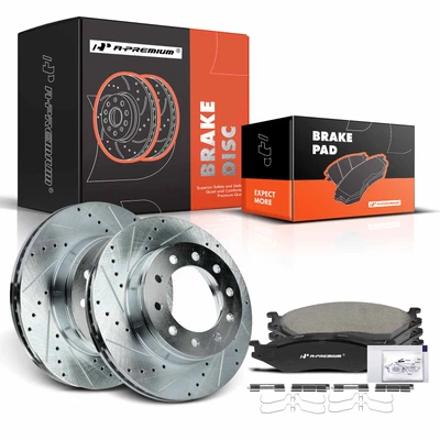 Front Drilled Rotors & Ceramic Brake Pads