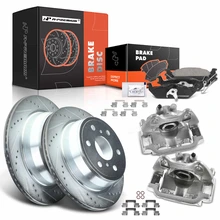 8 Pcs Rear Drilled Brake Rotors & Pads + Brake Calipers