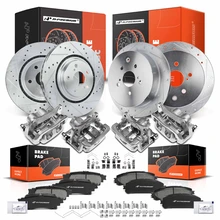 16 Pcs Front & Rear Drilled Brake Rotors & Pads + Brake Calipers