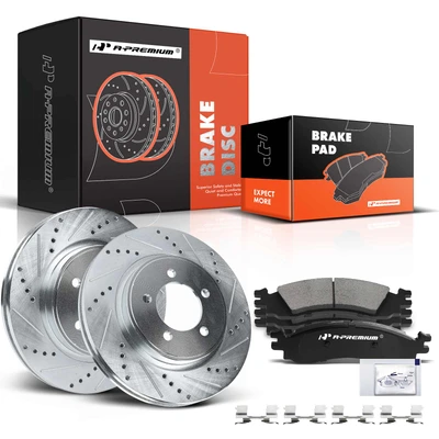 Front Drilled Rotors & Ceramic Brake Pads