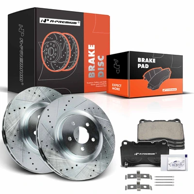 Front Drilled Rotors & Ceramic Brake Pads