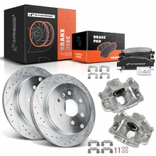 8 Pcs Rear Drilled Brake Rotors & Pads + Brake Calipers