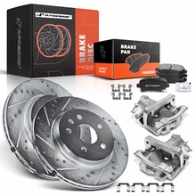 8 Pcs Rear Drilled Brake Rotors & Pads + Brake Calipers