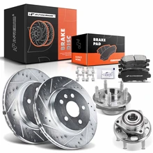 8 Pcs Rear Drilled Brake Rotor & Pads + Wheel Hub Bearing