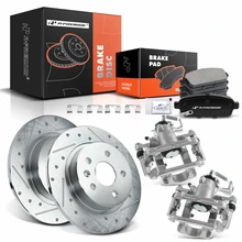Rear Drilled Brake Rotors & Pads + Brake Calipers