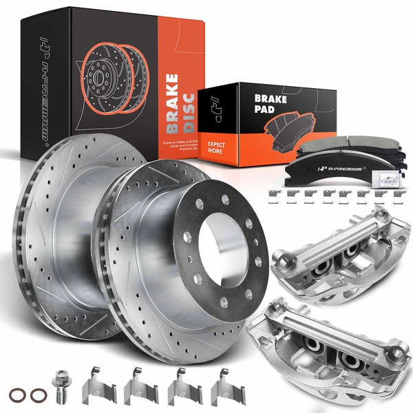 8-PC Brake Rotor + Brake Pad + Brake Caliper, Rear Driver & Passenger, 4-Piston, A-Premium APBRPS530