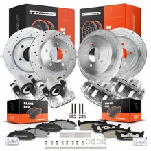 16 Pcs Front & Rear Drilled Brake Rotors & Pads + Brake Calipers