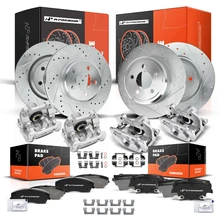 16 Pcs Front & Rear Drilled Brake Rotors & Pads + Brake Calipers