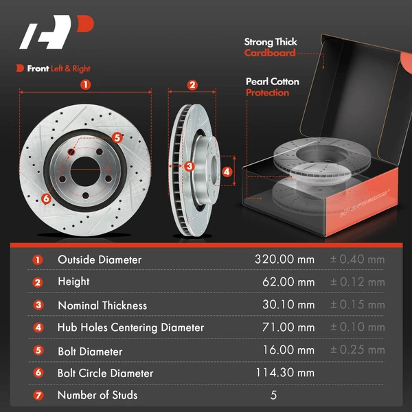 Drilled & Slotted Disc Brake Rotors and Ceramic Pads Kit, 12 Pcs, Front & Rear, A-Premium, APBRPS1531