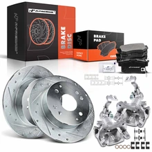 8 Pcs Rear Drilled Brake Rotors & Pads + Brake Calipers