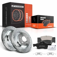 2007-2011 Mercedes-Benz CLS550 Drilled & Slotted Disc Brake Rotors and Ceramic Pads Kit, 6 Pcs, Rear Driver & Passenger, A-Premium, APBRPS990