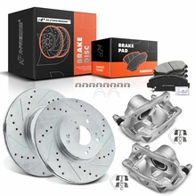 8 Pcs Front Drilled Brake Rotors & Pads + Brake Calipers