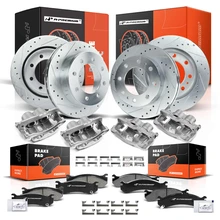 16 Pcs Front & Rear Drilled Brake Rotors & Pads + Brake Calipers