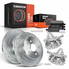 8 Pcs Rear Drilled Brake Rotors & Pads + Brake Calipers