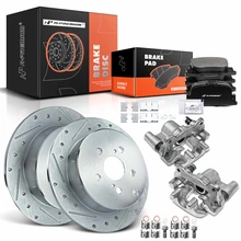 8 Pcs Rear Drilled Brake Rotors & Pads + Brake Calipers
