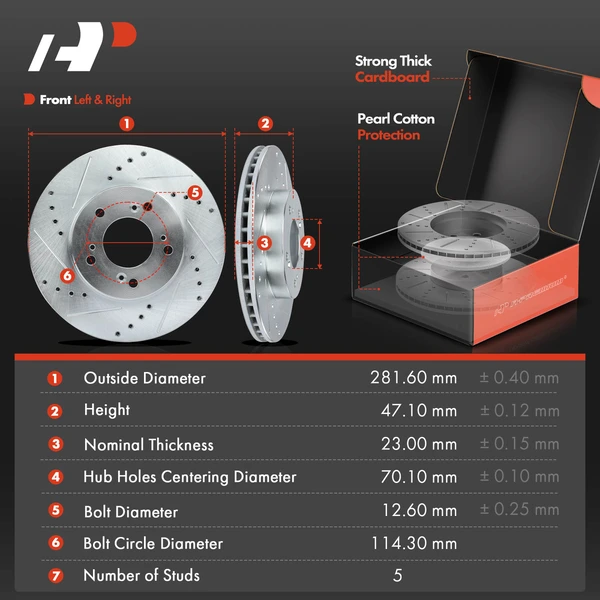 Drilled & Slotted Front Disc Brake Rotors & Pads + Rear Drums & Shoes Kit, 12 Pcs, Front & Rear, A-Premium, APBRPS1534
