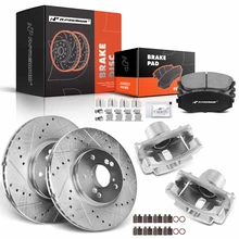 8 Pcs Front Drilled Brake Rotors & Pads + Brake Calipers