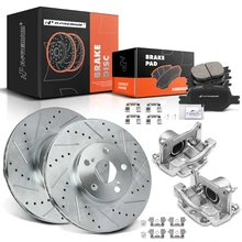 8 Pcs Front Drilled Brake Rotors & Pads + Brake Calipers