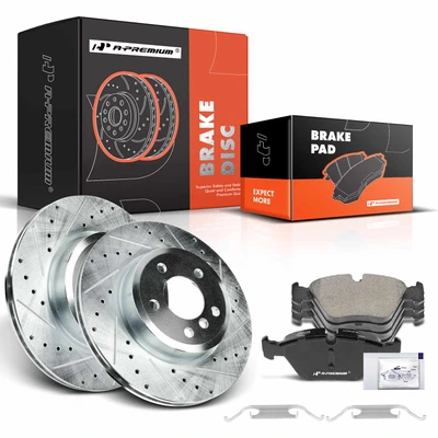 Front Drilled Rotors & Ceramic Brake Pads