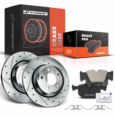 Rear Drilled Rotors & Ceramic Brake Pads