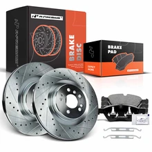 2010-2011 Mercedes-Benz ML450 Drilled & Slotted Disc Brake Rotors and Ceramic Pads Kit, 6 Pcs, Front Driver & Passenger, A-Premium, APBRPS1056