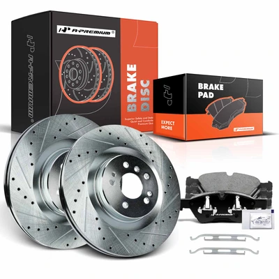 Front Drilled Rotors & Ceramic Brake Pads