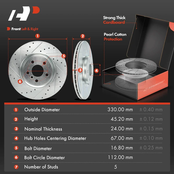Drilled & Slotted Disc Brake Rotors and Ceramic Pads Kit, 12 Pcs, Front & Rear, A-Premium, APBRPS1537