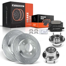 8 Pcs Rear Drilled Brake Rotor & Pads + Wheel Hub Bearing