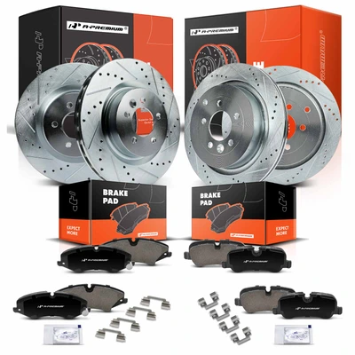 Front & Rear Drilled Rotors & Ceramic Brake Pads