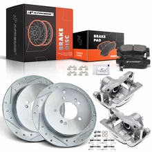8 Pcs Rear Drilled Brake Rotors & Pads + Brake Calipers