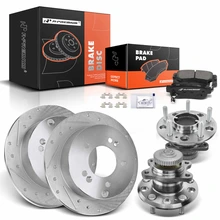 8 Pcs Rear Drilled Brake Rotor & Pads + Wheel Hub Bearing