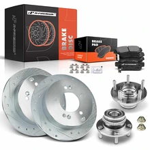 8 Pcs Rear Drilled Brake Rotor & Pads + Wheel Hub Bearing