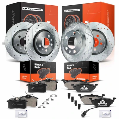Front & Rear Drilled Rotors & Ceramic Brake Pads