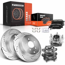 8 Pcs Rear Drilled Brake Rotor & Pads + Wheel Hub Bearing for Nissan Murano 2003-2007