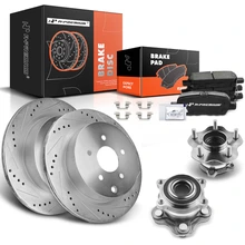 8 Pcs Rear Drilled Brake Rotor & Pads + Wheel Hub Bearing for 2013-2019 Nissan Pathfinder