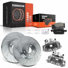 8 Pcs Front Drilled Brake Rotors & Pads + Brake Calipers