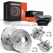 8 Pcs Front Drilled Brake Rotors & Pads + Brake Calipers